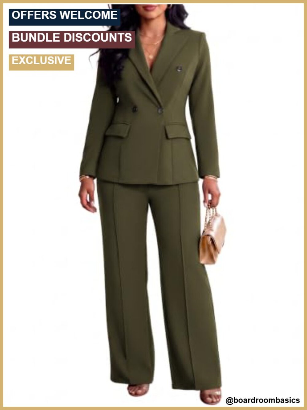 Women's 2 Piece Suit Set Double Breasted Blazer Wide Leg Pants